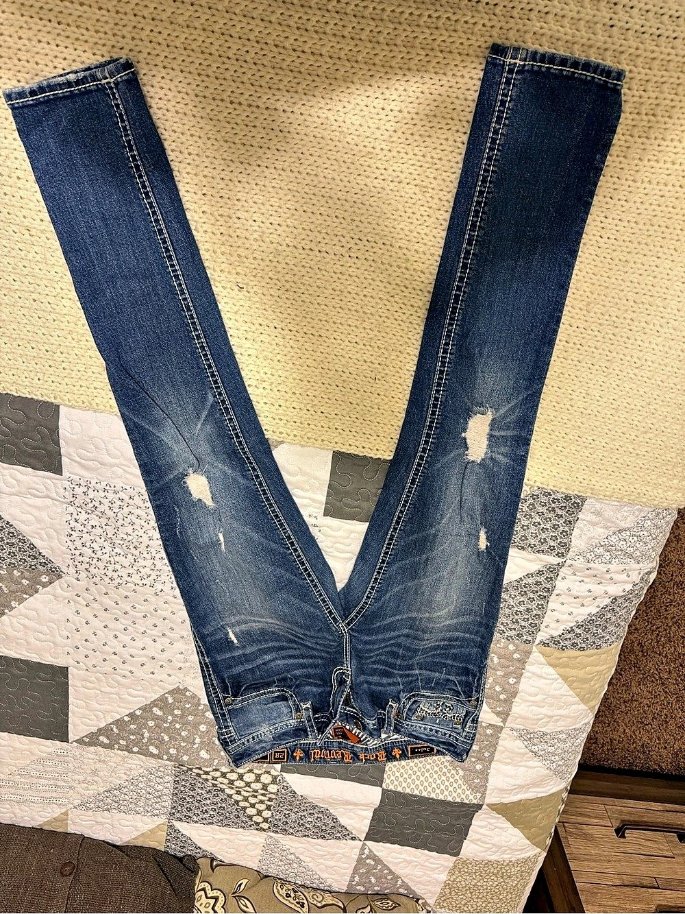 Rock Revival Julee Skinny Jean Distressed Blue Waist 27